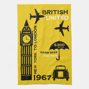 Nostalgic Retro Airline Poster Tea Towel