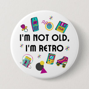  nostalgic retro neon colour 80s memorabilia  7.5 cm round badge