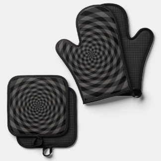Nostalgic Retro Pattern Oven Mitt & Pot Holder Set