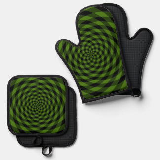 Nostalgic Retro Pattern Oven Mitt & Pot Holder Set