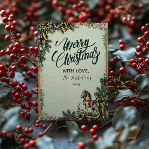 Nostalgic Rocking Horse Winter Holiday Card