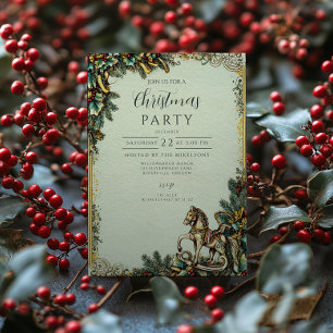 Nostalgic Rocking Horse Winter Invitation
