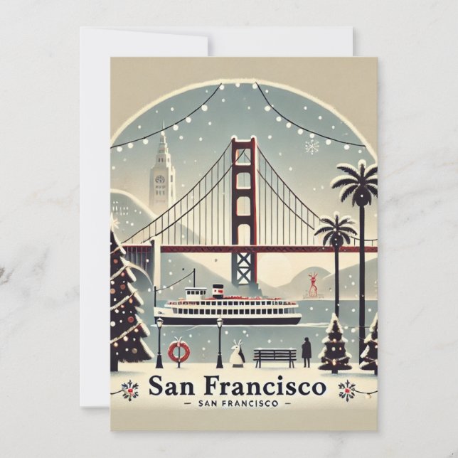Nostalgic San Francisco Christmas Holiday Card (Front)