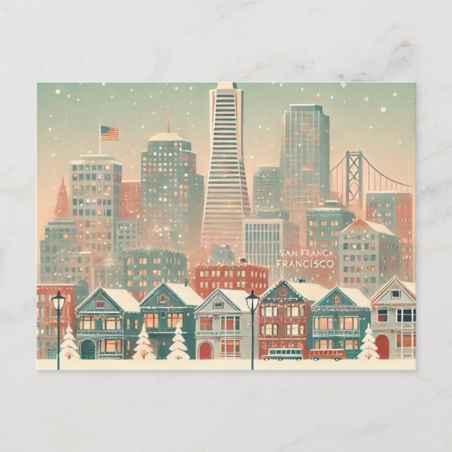 Nostalgic San Francisco Christmas – Holliday Charm Holiday Postcard (Front)