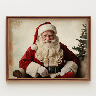 Nostalgic Santa Claus by the Christmas Tree Poster
