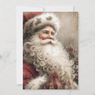 Nostalgic Santa Claus Happy Holidays Flat Card