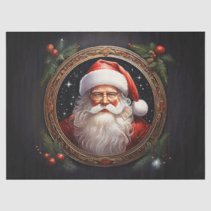 Nostalgic Santa in Golden Frame Decoupage Craft Pa Tissue Paper