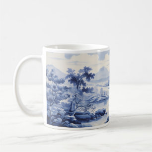 Nostalgic Style In White And Blue Coffee Mug