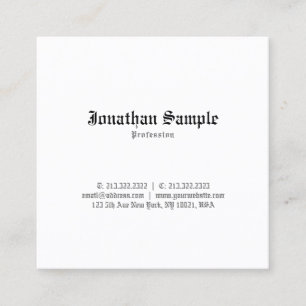 Nostalgic Stylish Classic Design Old English Font Square Business Card