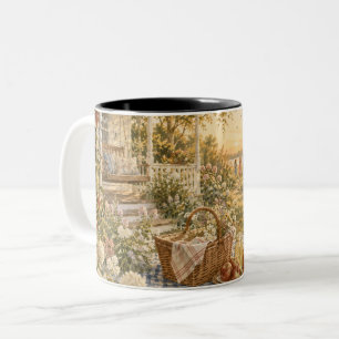 Nostalgic Summer Cottage Garden Picnic Two-Tone Coffee Mug