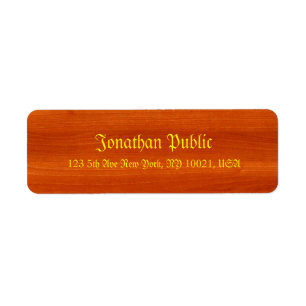 Nostalgic Template Elegant Walnut Wood Gold Script Return Address Label