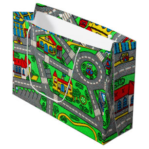 Nostalgic track carpet Car Road, 90s nostalgia Large Gift Bag