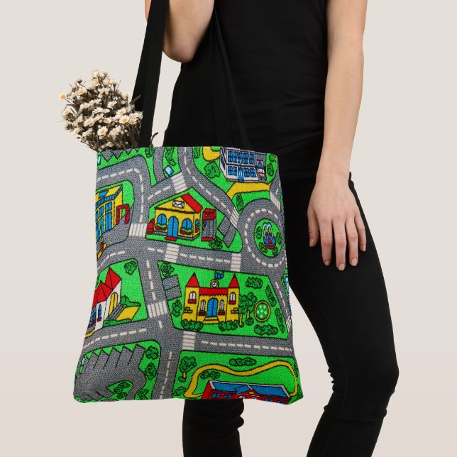 Nostalgic track carpet Car Road, 90s nostalgia Tote Bag (Close Up)