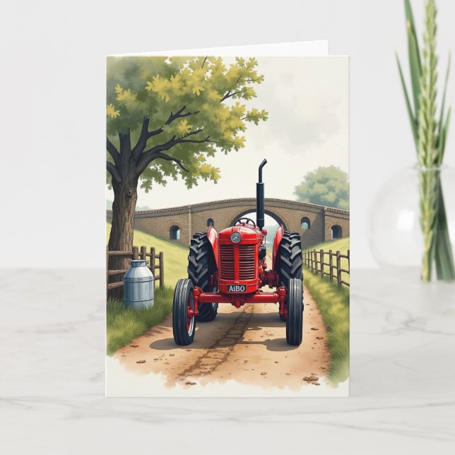 Nostalgic Tractor Birthday Card (Front)