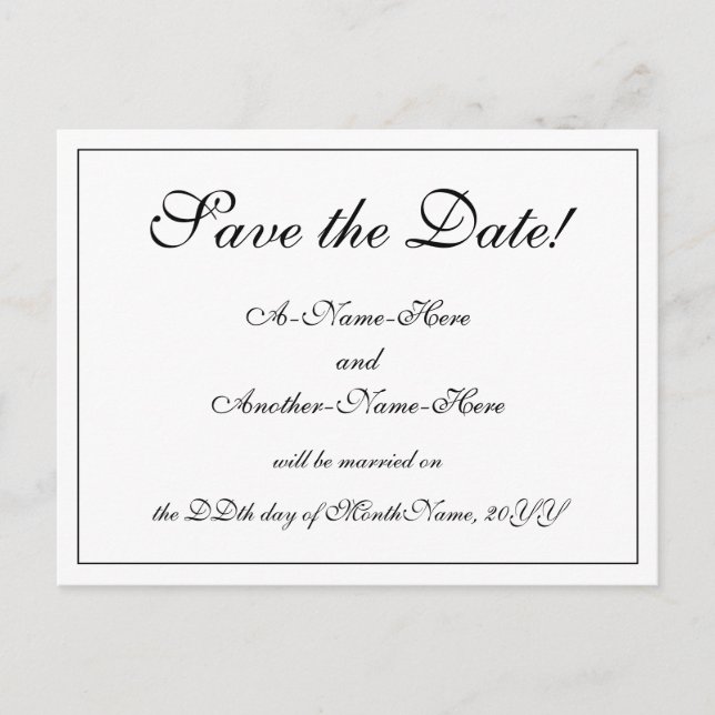 Nostalgic, Traditional "Save the Date!" Postcard (Front)
