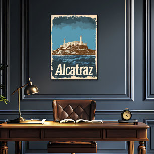 Nostalgic Vintage Alcatraz Travel Poster