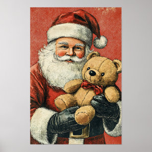 Nostalgic Vintage Christmas Santa Poster