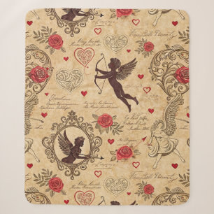Nostalgic Vintage Cupid Valentine Love Sherpa Blanket