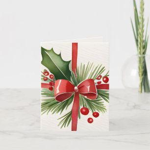 Nostalgic Vintage Gift Watercolor Photo Christmas  Card