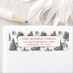 Nostalgic Vintage Red Green Christmas Tree Farm Return Address Label