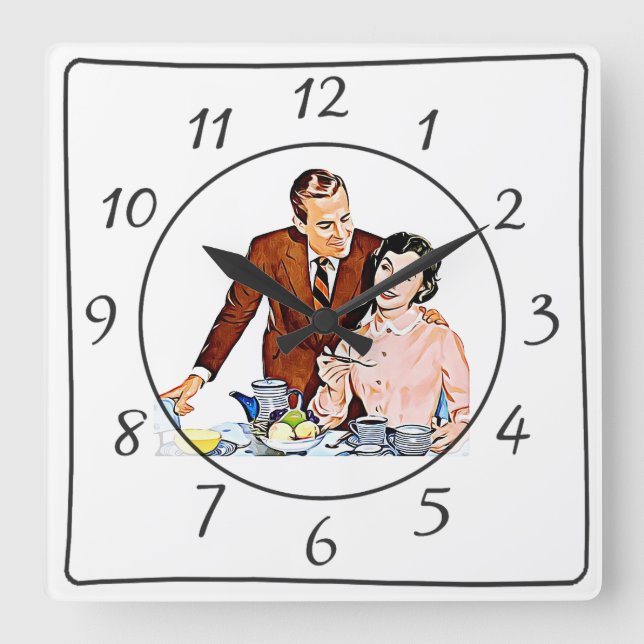 Nostalgic Vintage Retro Couple Kitchen Clock (Front)