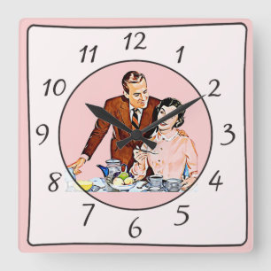 Nostalgic Vintage Retro Couple Kitchen Clock
