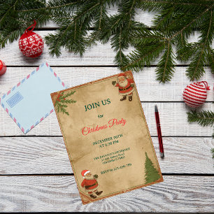 Nostalgic Vintage Retro Style Photo Christmas Invitation