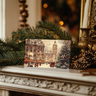 Nostalgic Winter in London Holiday Postcard