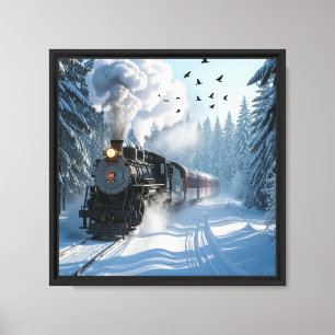 Nostalgic Winter Train Journey Canvas Print