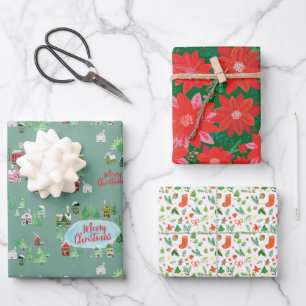 Nostalgic Winter Village Christmas Wrapping Paper Sheet