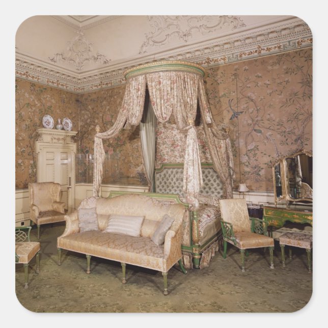 Nostell Priory, the state bedroom, 1771 Square Sticker (Front)