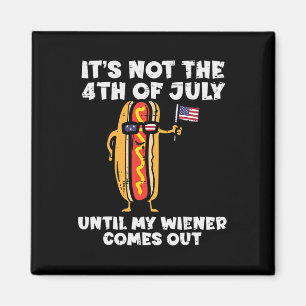 Not 4th July Wiener Hotdog American Flag Patriotic Magnet
