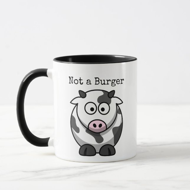 Not a Burger Cartoon Cow Mug (Left)