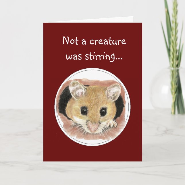 Not a Creature was stirring Fun Christmas Mouse Holiday Card (Front)