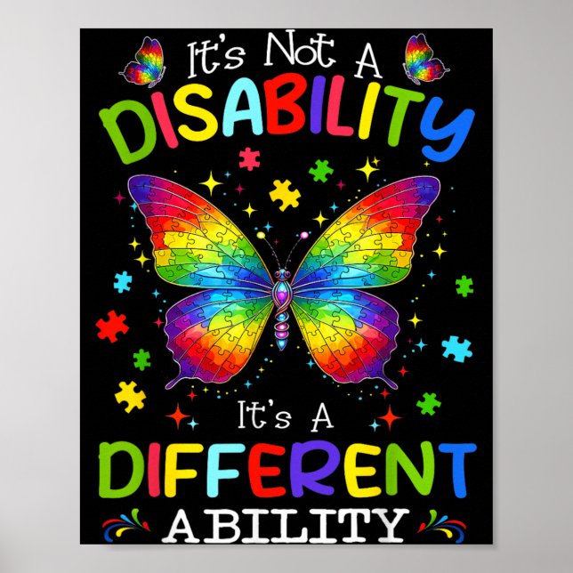Not A Disability A Different Ability Autism Poster (Front)