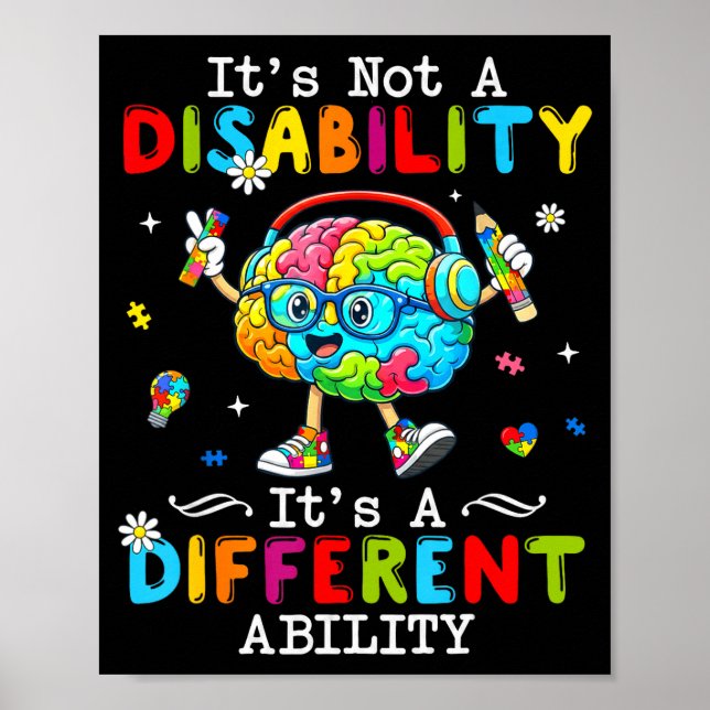 Not a disability a different ability autism suppor poster (Front)