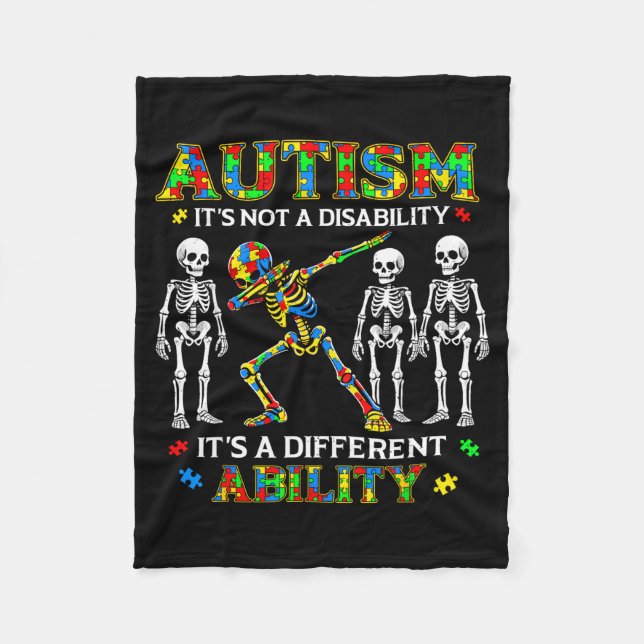 Not a disability different ability for kids autism fleece blanket (Front)