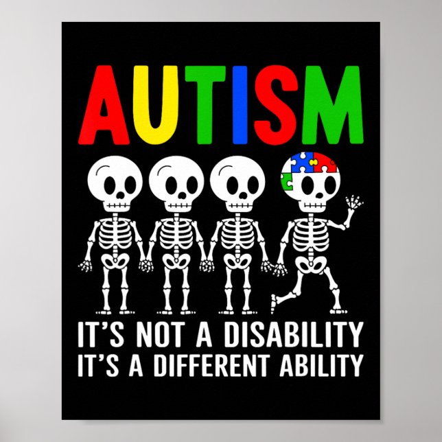 Not A Disability It's A Different Ability Autism S Poster (Front)