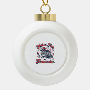 Not a Fan of Fireworks Scared Cat Shirt (2)_1 Ceramic Ball Christmas Ornament