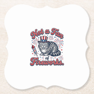 Not a Fan of Fireworks Scared Cat Shirt (2)_1 Paper Coaster