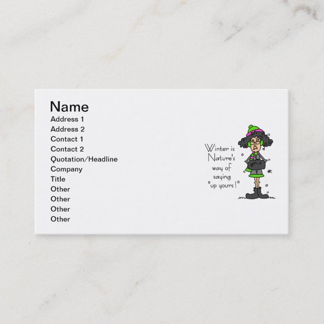 Not a Fan of Winter Business Card (Front)