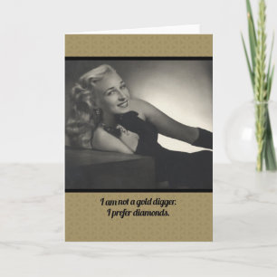 Not A Gold Digger Funny Vintage 1940s Note Card