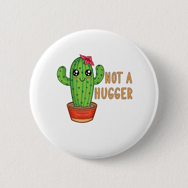 Not A Hugger Cactus Free Hug 6 Cm Round Badge (Front)