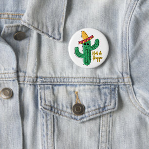 Not A Hugger Cactus Mexican Sombrero 6 Cm Round Badge