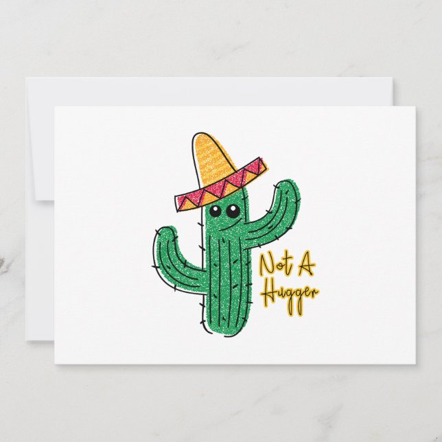 Not A Hugger Cactus Mexican Sombrero  Holiday Card (Front)