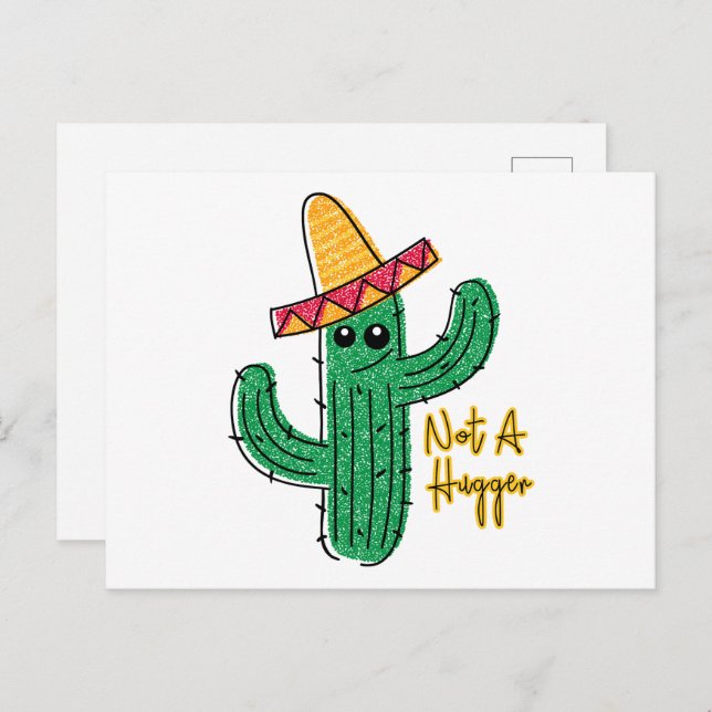 Not A Hugger Cactus Mexican Sombrero  Postcard (Front/Back)