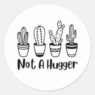 Not A Hugger Cute Cactus Design Mug Tote Bag Classic Round Sticker