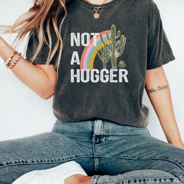 Not a Hugger Funny Cactus Southwest T-Shirt (Creator Uploaded)