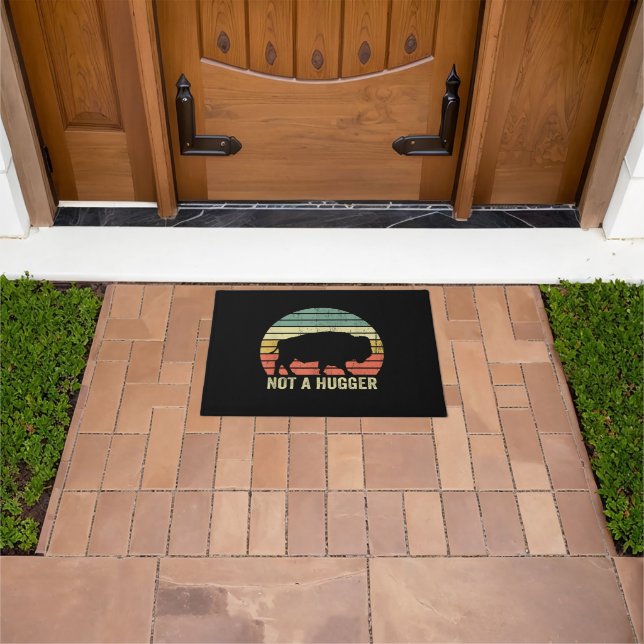 Not A Hugger Funny Yellowstone Buffalo Bison Intro Doormat (Outdoor)