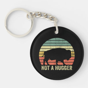 Not A Hugger Funny Yellowstone Buffalo Bison Intro Key Ring